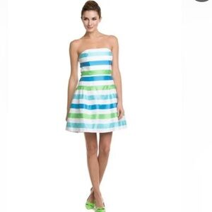 Lilly Pulitzer Strapless Dress in Blue, Green, and White